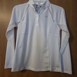 ARIAT PRO SERIES Youth Classic White Polo Long Sleeve Size Small/8